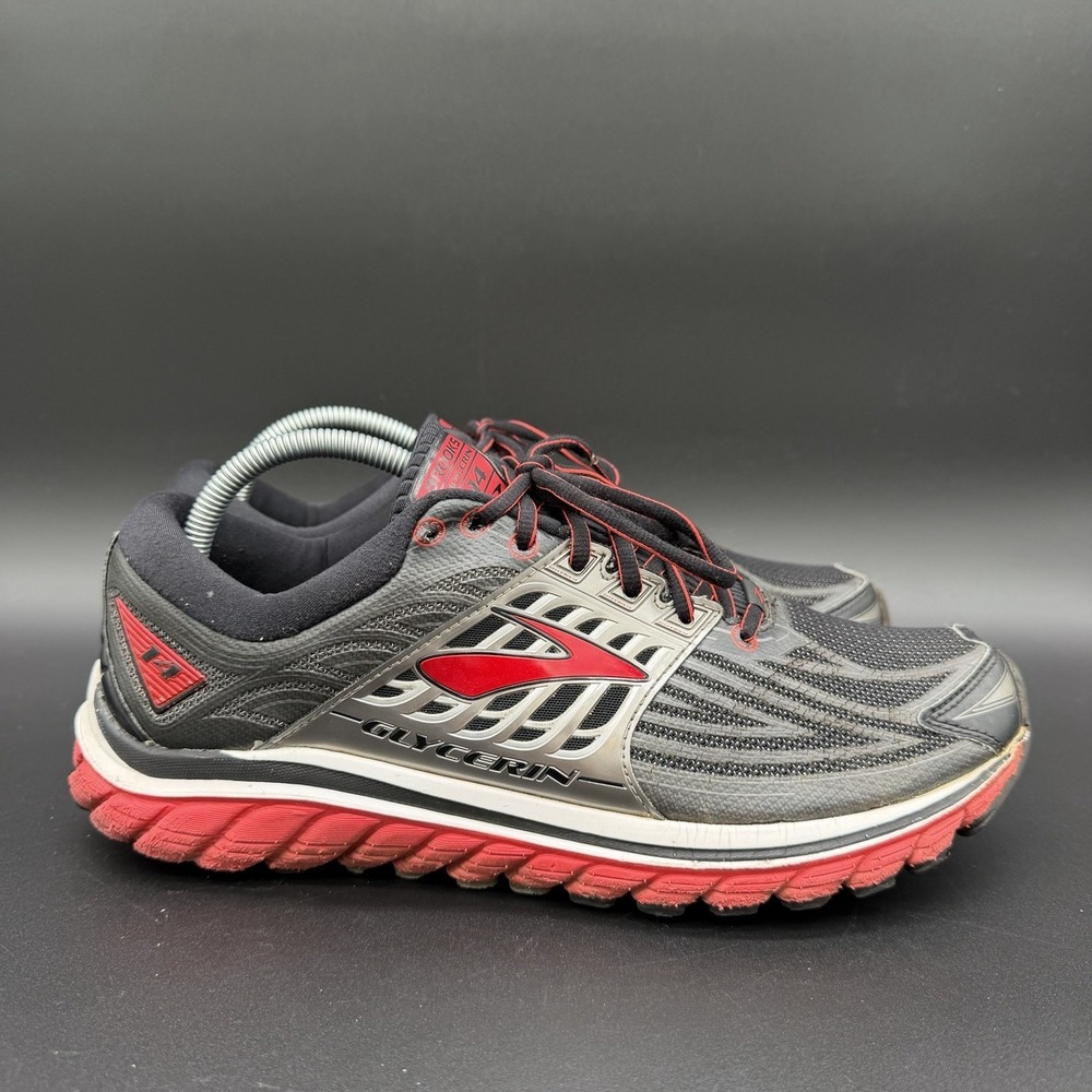 Brooks Glycerin 14 Mens Running Shoes Black Red Silver 1102361D082 Size 10.5